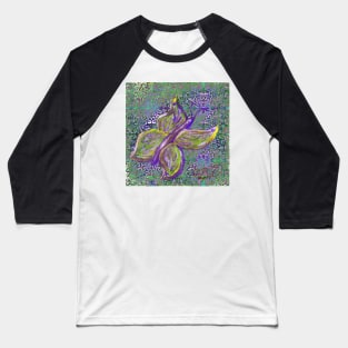 butterfly and swirls in purple and green Baseball T-Shirt